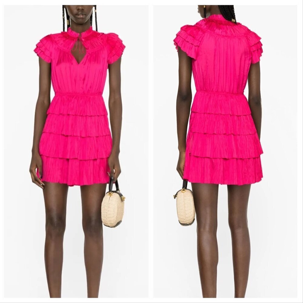 ULLA JOHNSON Vesna Mini Dress In Pink, Orchid, Size 4, New with tag